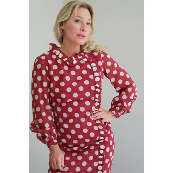 1960's Vintage Adele Martin Polka Dot Day Dress ~ Women's Size Medium to Large - Picture 5 of 9
